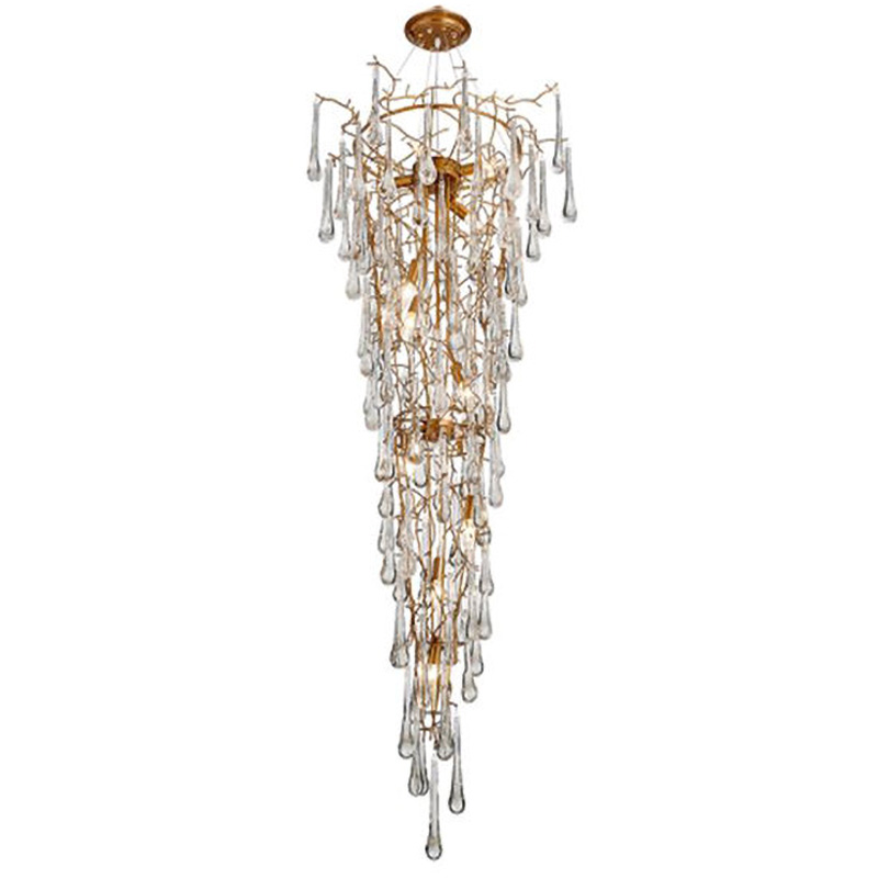 Люстра Waterfall Chandelier Crystal Drops Золотой Прозрачный Люстра Waterfall Chandelier Crystal Drops Золотой Прозрачный в Рязани | Loft Concept