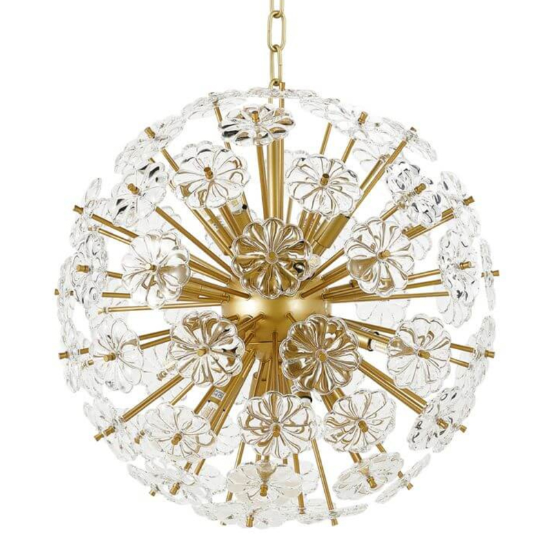 Люстра Glass Flowers Sputnik Chandelier D 48 матовое золото Прозрачное Стекло Люстра Glass Flowers Sputnik Chandelier D 48 матовое золото Прозрачное Стекло в Рязани | Loft Concept
