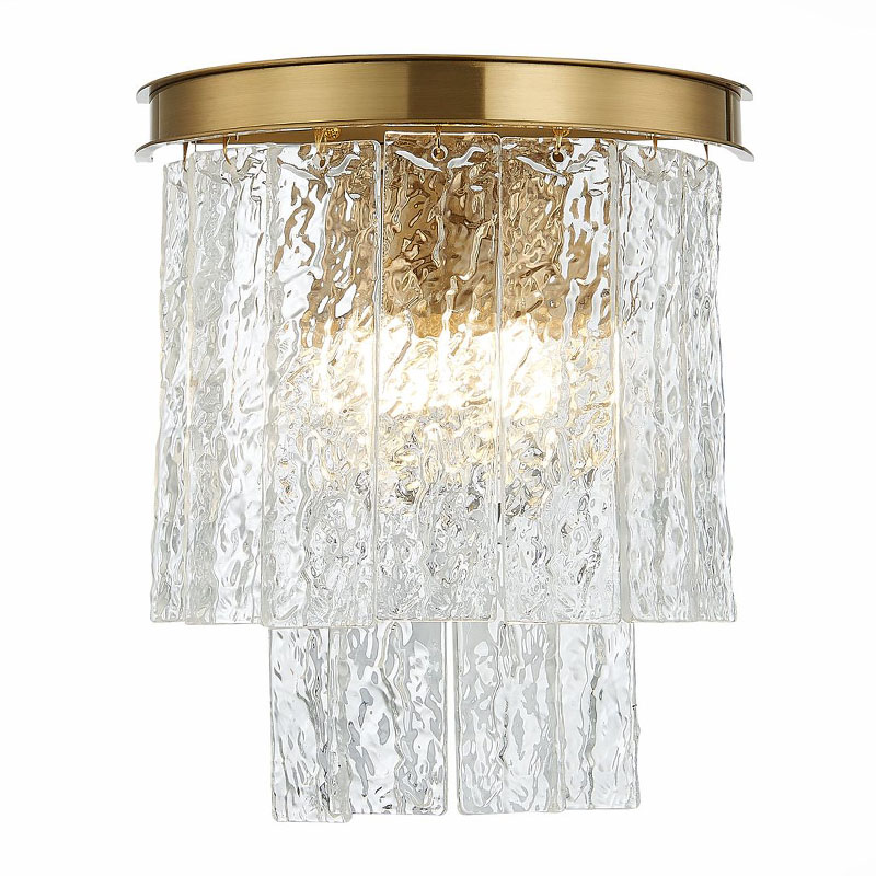 Бра Renea Textured Glass Wall Lamp Brass Латунь Прозрачное Стекло Бра Renea Textured Glass Wall Lamp Brass Латунь Прозрачное Стекло в Рязани | Loft Concept