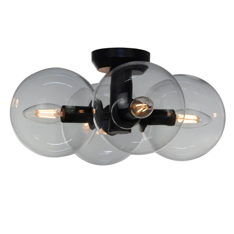 Потолочный светильник Modo 4 Globes Ceiling Lamp 30 Черный Прозрачное Стекло Потолочный светильник Modo 4 Globes Ceiling Lamp 30 Черный Прозрачное Стекло в Рязани | Loft Concept