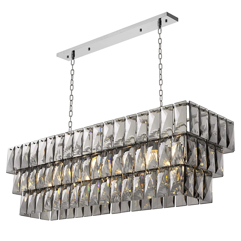 Люстра Eichholtz Chandelier Amazone Rectangular Nickel Никель Стекло Смок Люстра Eichholtz Chandelier Amazone Rectangular Nickel Никель Стекло Смок в Рязани | Loft Concept