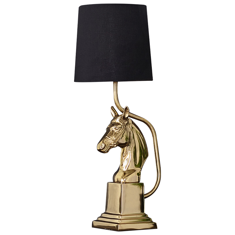 Настольная лампа с абажуром Lampshade Horse Sculpture Gold Черный Глянцевое золото Настольная лампа с абажуром Lampshade Horse Sculpture Gold Черный Глянцевое золото в Рязани | Loft Concept