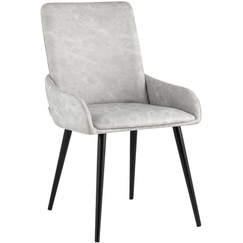 Стул Munchen Chair Светло-Серая Искусственная Замша Светло-серый Черный Стул Munchen Chair Светло-Серая Искусственная Замша Светло-серый Черный в Рязани | Loft Concept