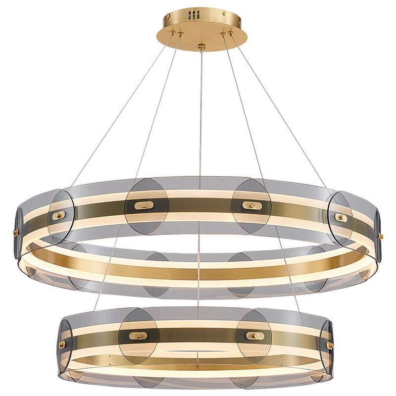 Люстра Gold 2 ring horizontal chandelier Прозрачный Латунь Люстра Gold 2 ring horizontal chandelier Прозрачный Латунь в Рязани | Loft Concept