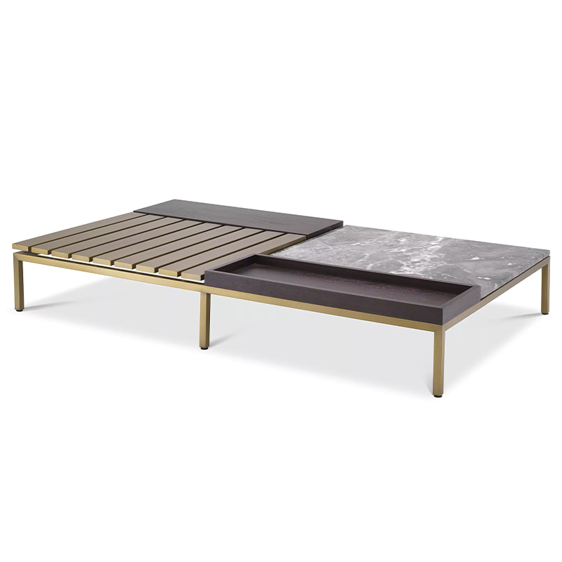 Кофейный стол Eichholtz Coffee Table Forma Латунь Серый Коричневый Кофейный стол Eichholtz Coffee Table Forma Латунь Серый Коричневый в Рязани | Loft Concept