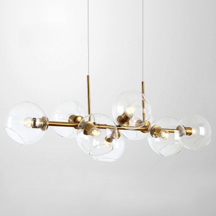 Люстра Staggered Glass Chandelier 8 Золотой Прозрачное Стекло в Рязани | Loft Concept 