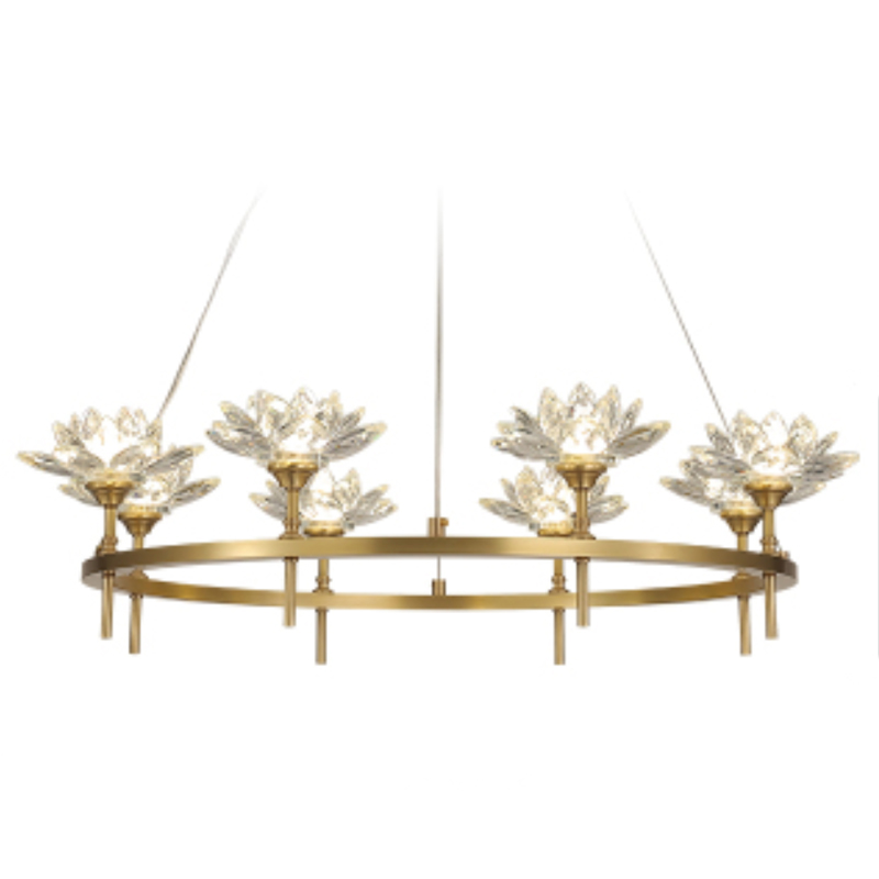Люстра Хрустальные Цветы Лотоса Lotus flower Clear Glass lamp 8 Латунь Прозрачное Стекло Люстра Хрустальные Цветы Лотоса Lotus flower Clear Glass lamp 8 Латунь Прозрачное Стекло в Рязани | Loft Concept