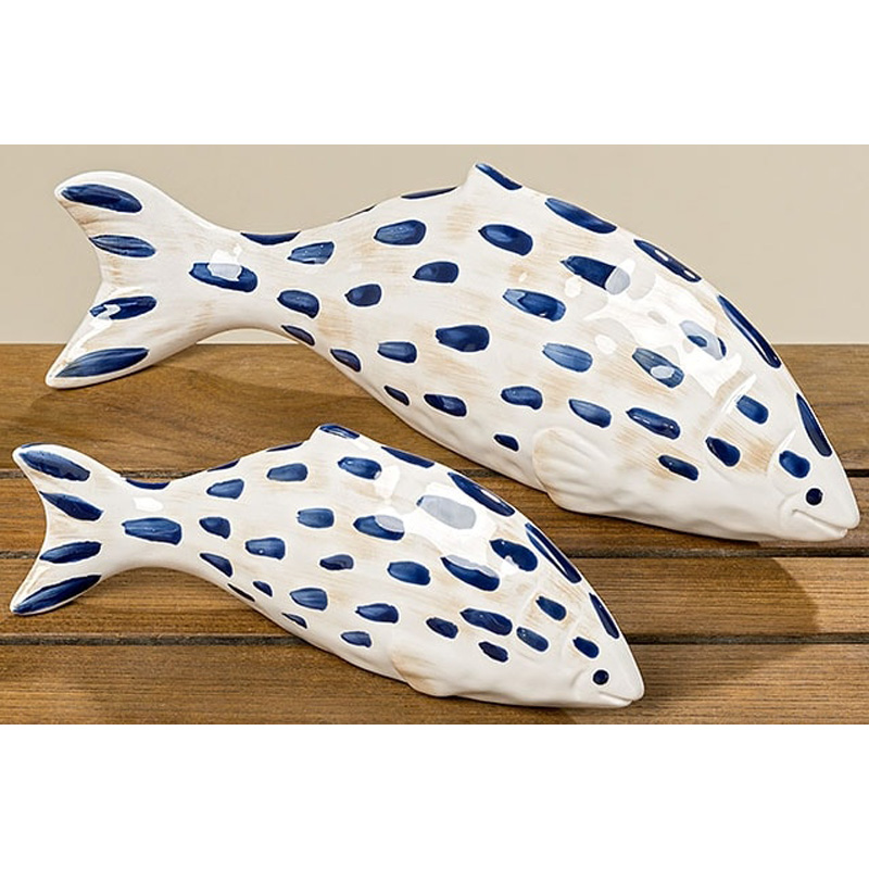 Статуэтка Fish Blue & White Белый Синий Статуэтка Fish Blue & White Белый Синий в Рязани | Loft Concept