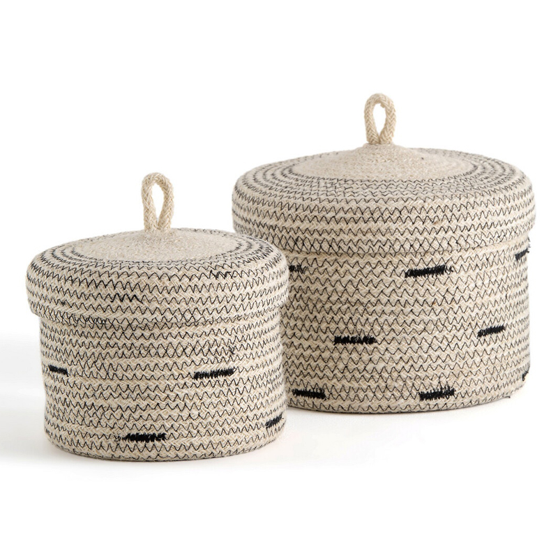 Комплект корзин из джута Wicker Baskets Черный Бежевый Комплект корзин из джута Wicker Baskets Черный Бежевый в Рязани | Loft Concept