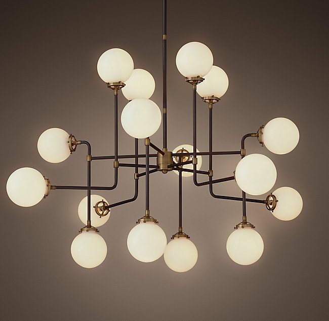Люстра Bistro Globe Clear Glass Chandelier 16 Milk Черный Люстра Bistro Globe Clear Glass Chandelier 16 Milk Черный в Рязани | Loft Concept