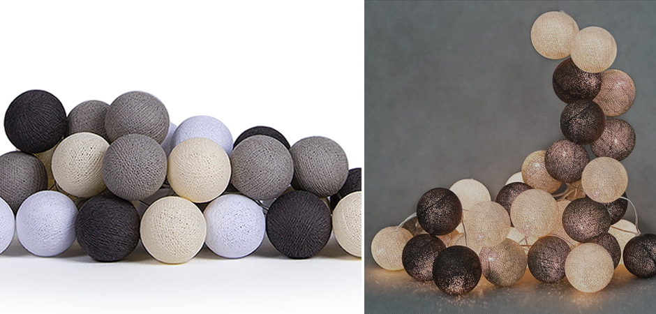 Гирлянда хлопковые фонарики Сotton Ball Taupe - Loft-Concept в Рязани