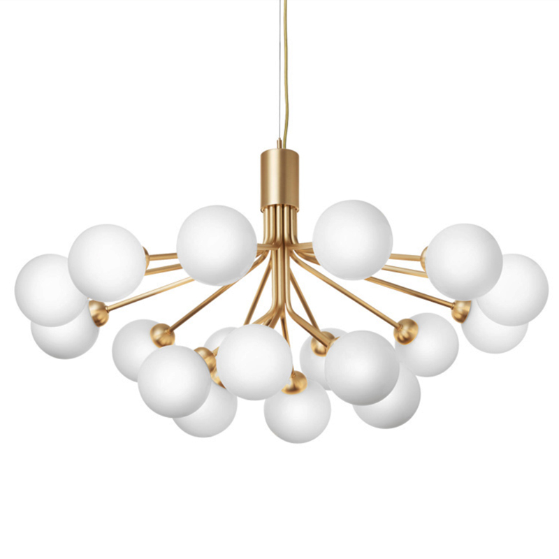 Люстра Berries Chandelier White Balloons Gold 18 Золотой Белое матовое стекло в Рязани | Loft Concept 
