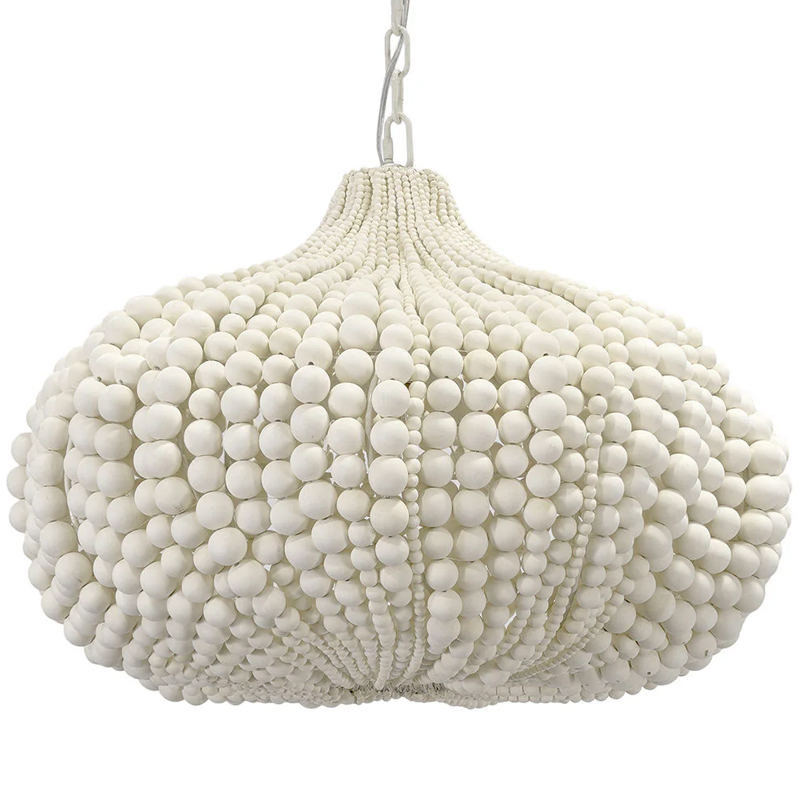 Люстра декорированная белыми деревянными бусинами White Wooden Beads Chandelier Белый Люстра декорированная белыми деревянными бусинами White Wooden Beads Chandelier Белый в Рязани | Loft Concept