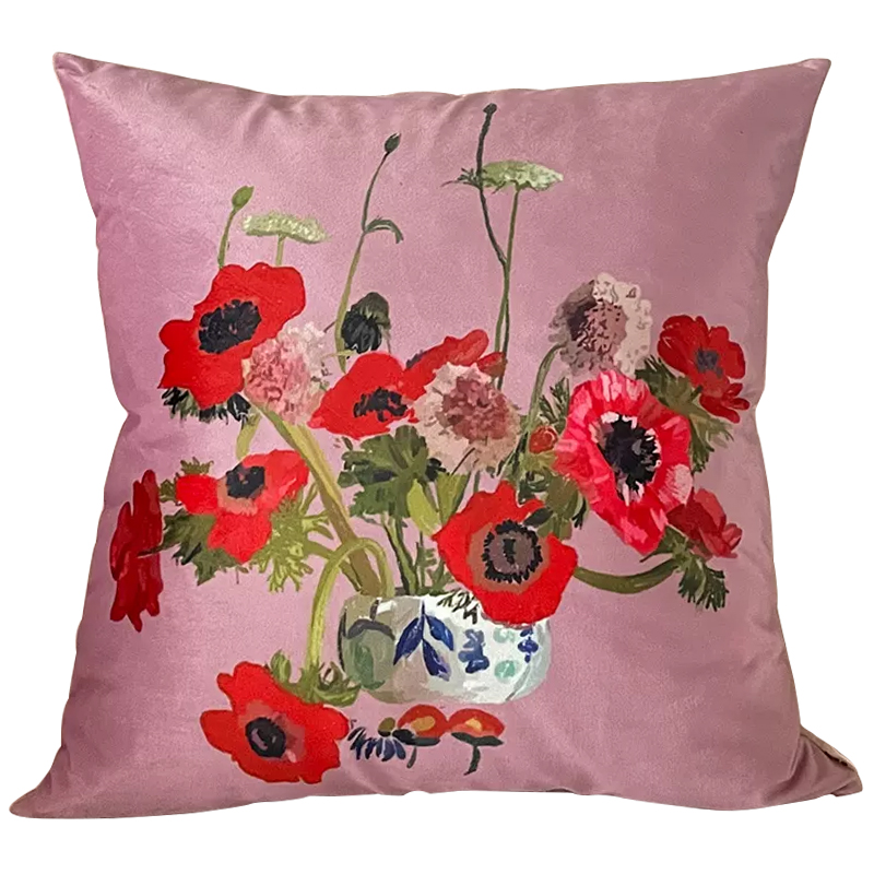 Декоративная подушка Red Poppy Flowers Pillow Розовый Красный Мульти Декоративная подушка Red Poppy Flowers Pillow Розовый Красный Мульти в Рязани | Loft Concept
