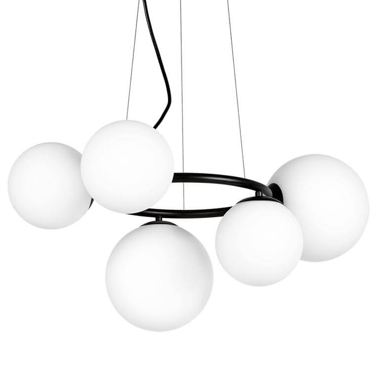 Люстра Bubbles on Ring Chandelier Black Белый Черный Люстра Bubbles on Ring Chandelier Black Белый Черный в Рязани | Loft Concept