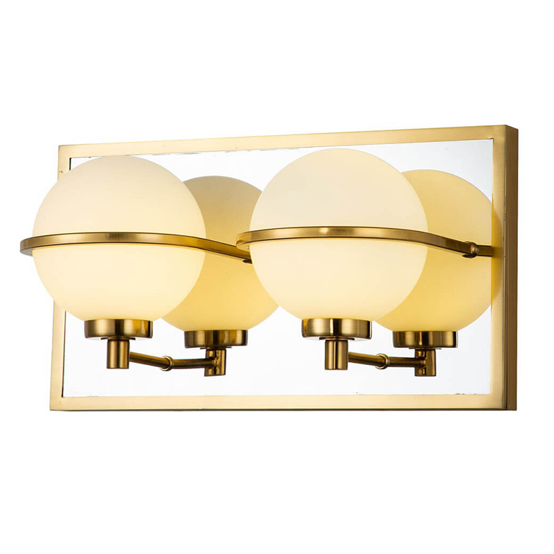 Бра Two Balls Reflection Wall Lamp Латунь Белый Бра Two Balls Reflection Wall Lamp Латунь Белый в Рязани | Loft Concept