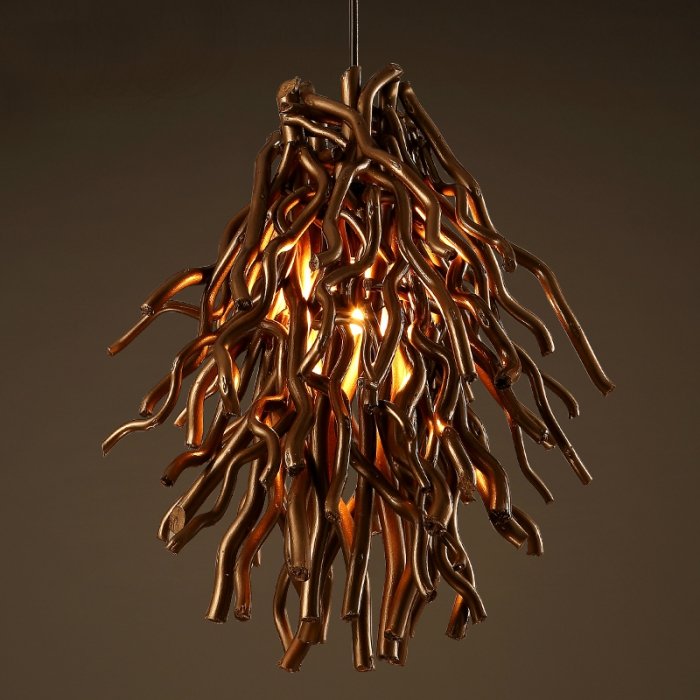 Подвесной светильник Old Wicker Pendant Broom Коричневый Подвесной светильник Old Wicker Pendant Broom Коричневый в Рязани | Loft Concept