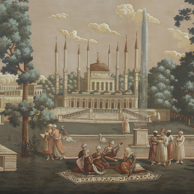 Обои ручная роспись Rives du Bosphore Special Colourway on antique scenic Xuan paper  в Рязани | Loft Concept 