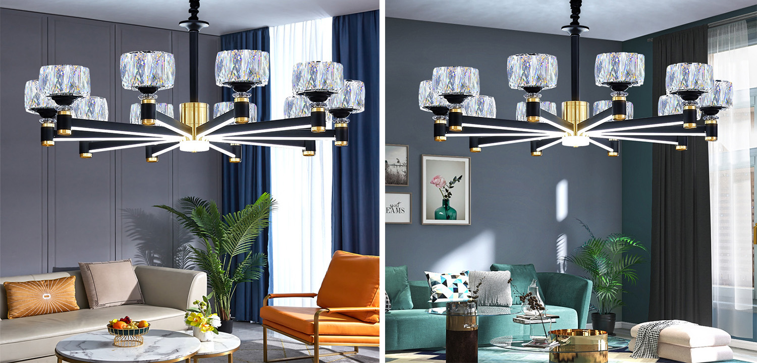 Дизайнерская Люстра 10 хрустальных плафонов Crystal Shades Chandelier - фото