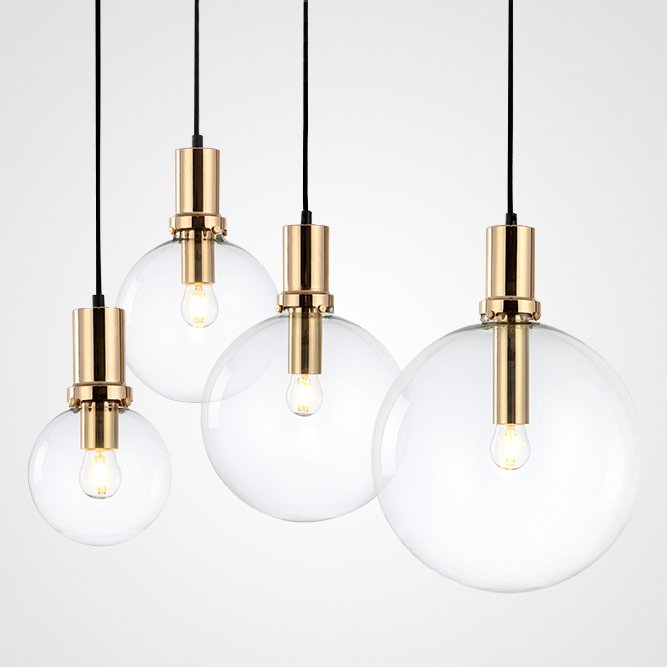 Подвесной светильник Glass Globe Gold Прозрачное Стекло Золотой Подвесной светильник Glass Globe Gold Прозрачное Стекло Золотой в Рязани | Loft Concept