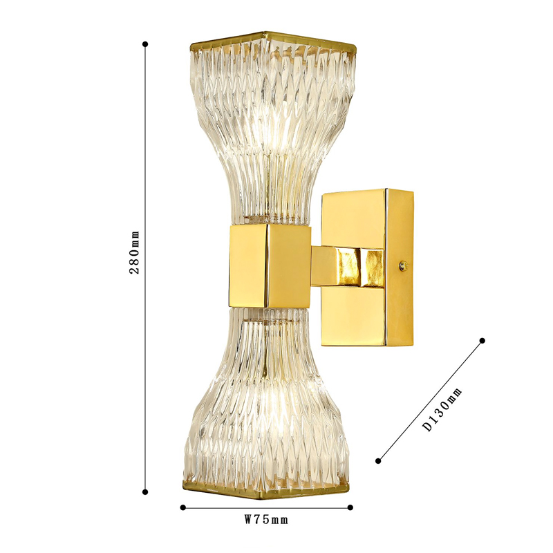 Бра с двумя плафонами из рельефного стекла GLASS HORN Gold в Рязани