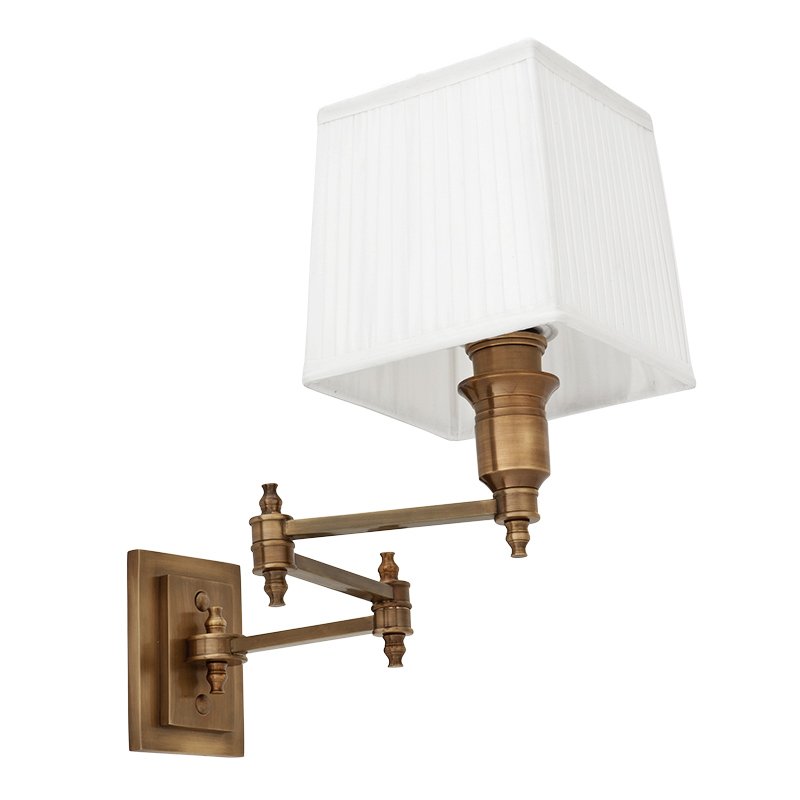 Бра Wall Lamp Lexington Swing Brass+White Латунь Античная полированная Белый Бра Wall Lamp Lexington Swing Brass+White Латунь Античная полированная Белый в Рязани | Loft Concept