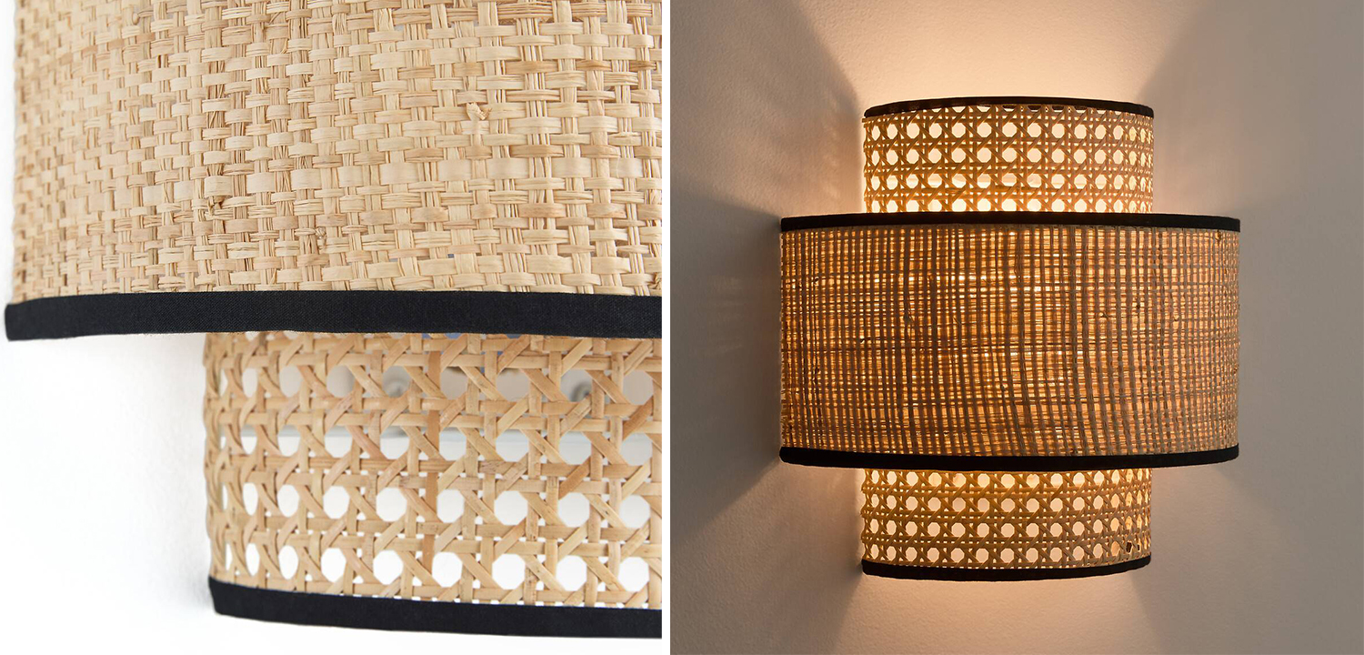 Бра Ottar Wicker Double lampshade - фото