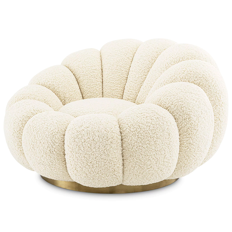 Кресло Eichholtz Swivel Chair Mello Faux Shearling Молочный Латунь Кресло Eichholtz Swivel Chair Mello Faux Shearling Молочный Латунь в Рязани | Loft Concept