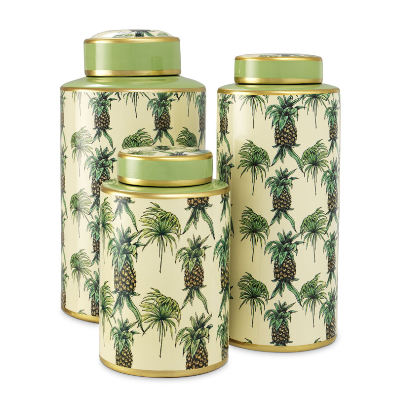 Комплект Ваз Eichholtz JAR PINEAPPLE SET OF 3 Бежевый Золотой Зеленый Комплект Ваз Eichholtz JAR PINEAPPLE SET OF 3 Бежевый Золотой Зеленый в Рязани | Loft Concept