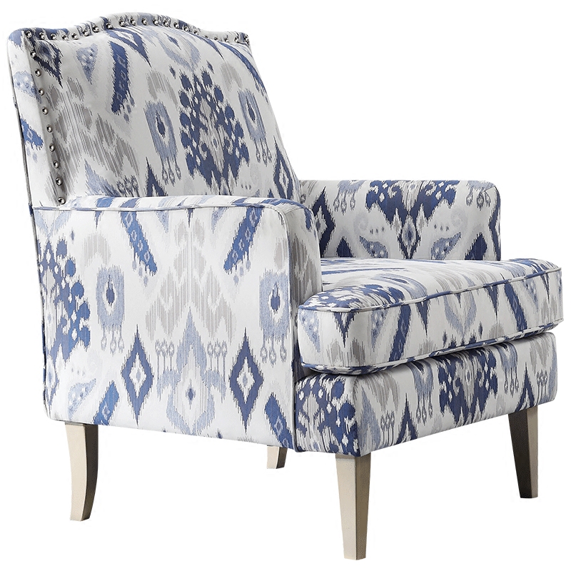 Кресло Armchair Ornament Blue Ikat Белый Светло-синий Бежевый Кресло Armchair Ornament Blue Ikat Белый Светло-синий Бежевый в Рязани | Loft Concept