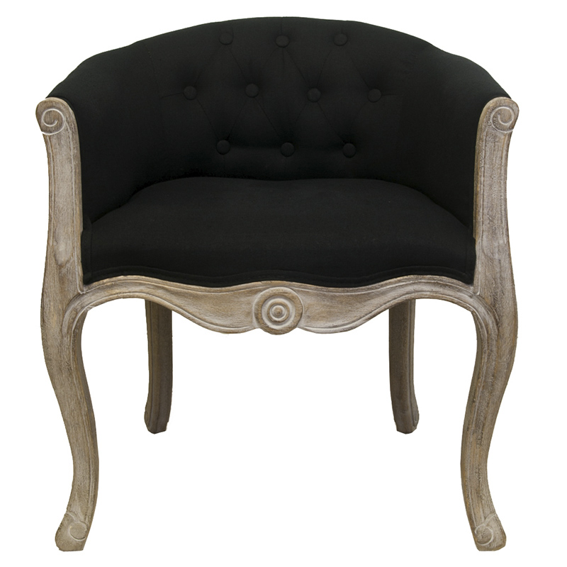Кресло низкое в стиле прованс Louis French Armchair black flax Черный Бежево-серый Кресло низкое в стиле прованс Louis French Armchair black flax Черный Бежево-серый в Рязани | Loft Concept