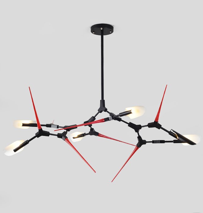 Люстра Red Spikes Chandelier 6 Черный Красный Люстра Red Spikes Chandelier 6 Черный Красный в Рязани | Loft Concept