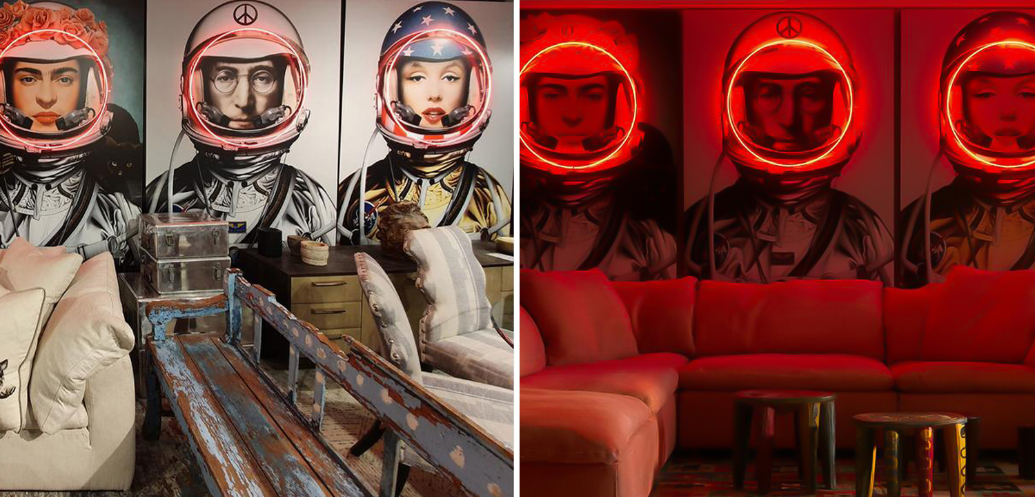 Неоновый постер Мерлин Монро в Скафандре Space Girl Marilyn - фото №1