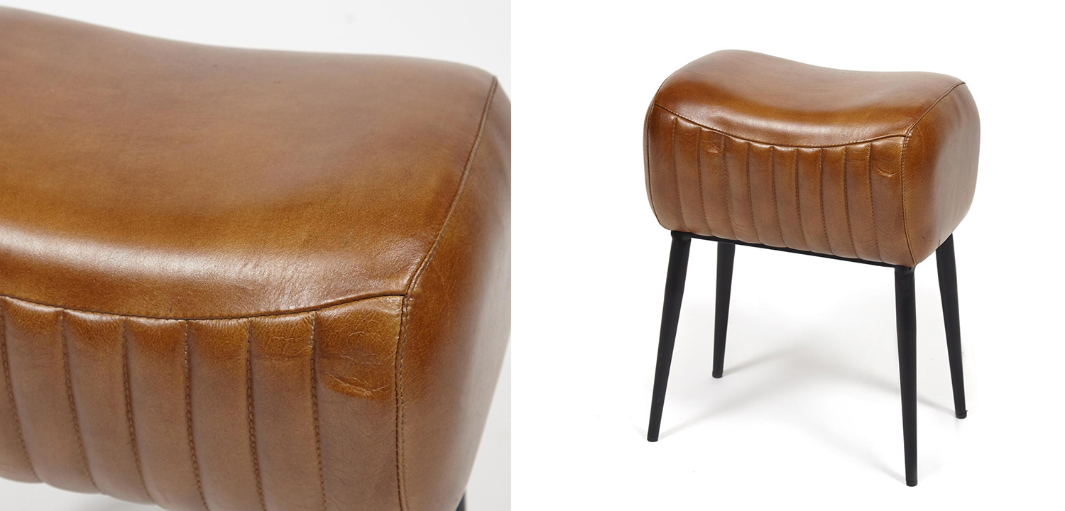 Пуф из кожи буйвола Industrial leather pouf - фото