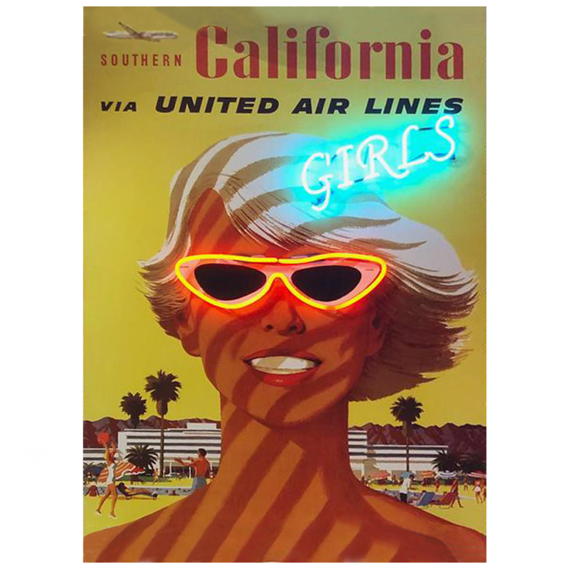 Неоновый Ретро Постер California Girls Мульти Неоновый Ретро Постер California Girls Мульти в Рязани | Loft Concept