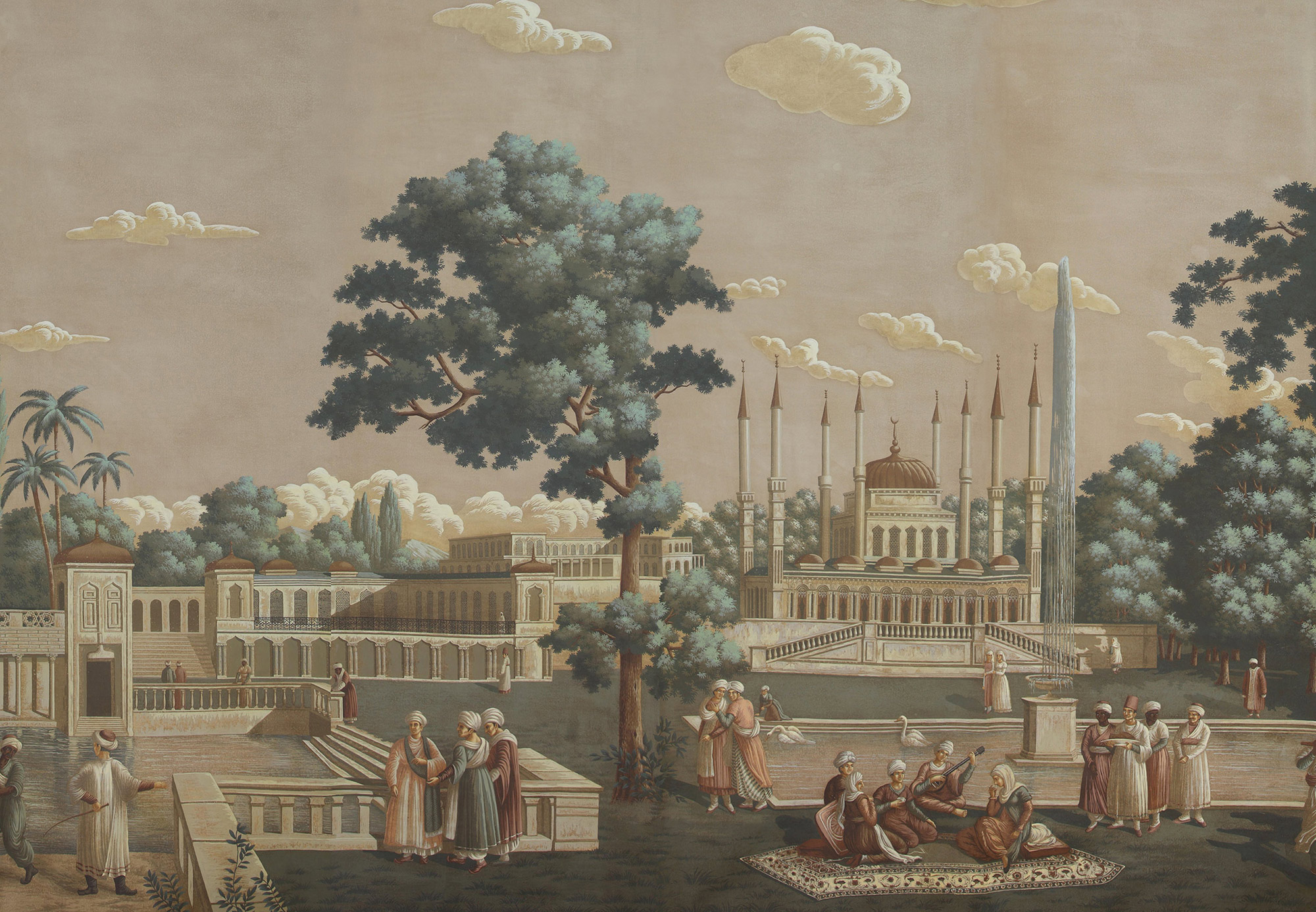 Обои ручная роспись Rives du Bosphore Special Colourway on antique scenic Xuan paper Обои ручная роспись Rives du Bosphore Special Colourway on antique scenic Xuan paper - постер Loft-Concept в Рязани