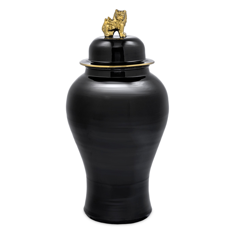 Ваза с крышкой Eichholtz Vase Golden Dragon S Черный Глянцевое золото Ваза с крышкой Eichholtz Vase Golden Dragon S Черный Глянцевое золото в Рязани | Loft Concept