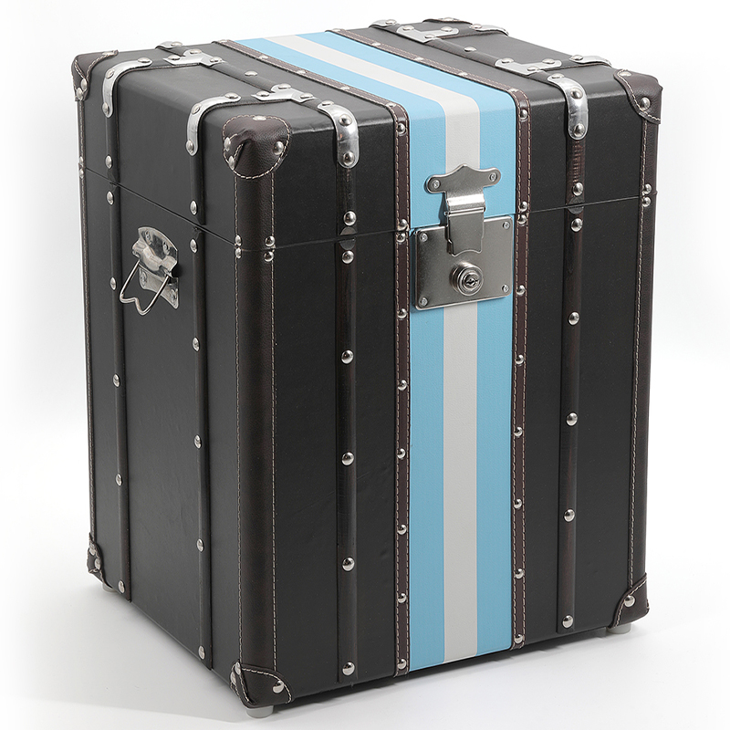 Сундук Wooden Chest Blue Stripe Черный Коричневый Синий Белый Сундук Wooden Chest Blue Stripe Черный Коричневый Синий Белый в Рязани | Loft Concept