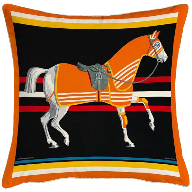 Декоративная подушка Hermes Horse 67 Черный Оранжевый Желтый Мульти Декоративная подушка Hermes Horse 67 Черный Оранжевый Желтый Мульти в Рязани | Loft Concept