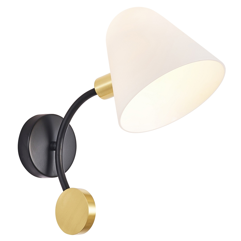 Бра с белым матовым плафоном Wind Bells Белый Золотой Черный Бра с белым матовым плафоном Wind Bells Белый Золотой Черный в Рязани | Loft Concept