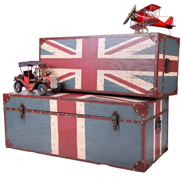 Сундук Union Jack Wooden Серый шифер Красный в Рязани | Loft Concept 