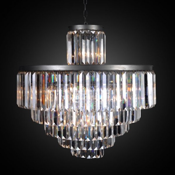 Люстра RH 1920s Odeon Clear Glass Fringe Chandelier - 6 rings Черный Люстра RH 1920s Odeon Clear Glass Fringe Chandelier - 6 rings Черный в Рязани | Loft Concept