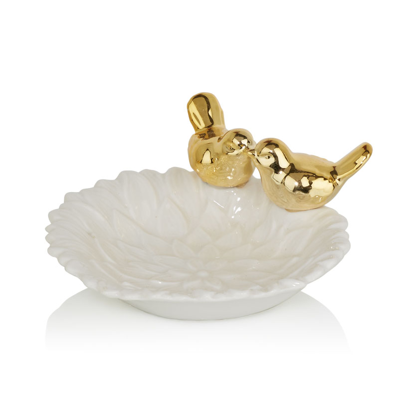Блюдо Decorative Dish Birds Kiss Белый Глянцевое золото Блюдо Decorative Dish Birds Kiss Белый Глянцевое золото в Рязани | Loft Concept
