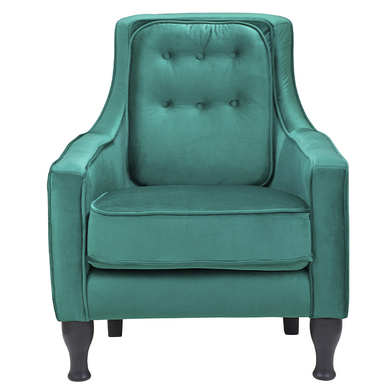 Кресло с мягкой обивкой из велюра на 4-х ножках из массива березы Scarlett Armchair green Изумрудный Черный Кресло с мягкой обивкой из велюра на 4-х ножках из массива березы Scarlett Armchair green Изумрудный Черный в Рязани | Loft Concept
