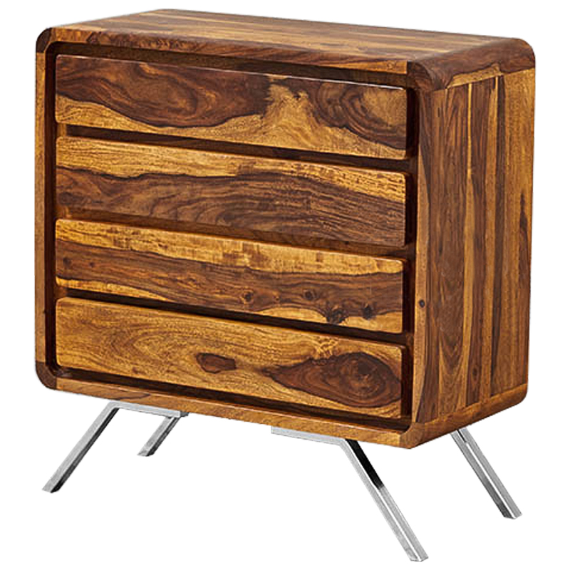 Комод деревянный на металлических ножках Liam Wood Commode Коричневый Хром в Рязани | Loft Concept 