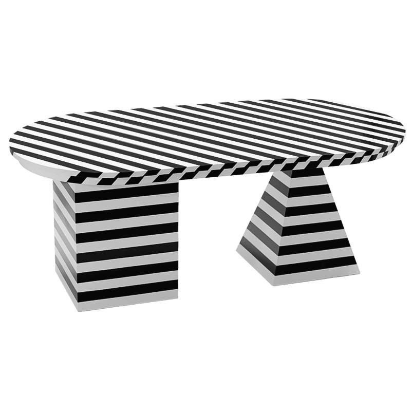 Обеденный стол Dining Table Striped Geometry Черно-белый Обеденный стол Dining Table Striped Geometry Черно-белый в Рязани | Loft Concept
