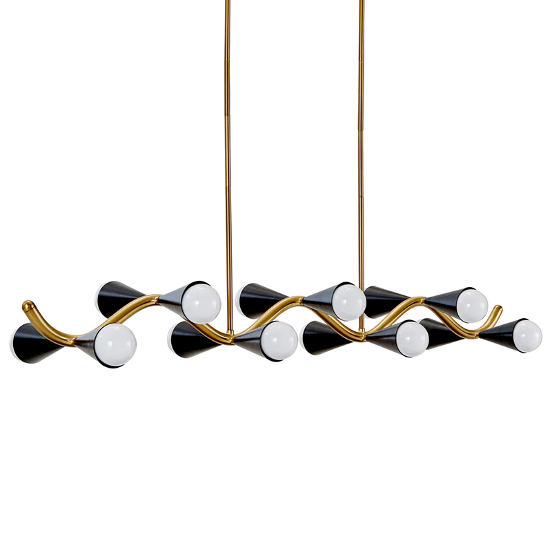 Линейная люстра Jonathan Adler CARACAS WAVE CHANDELIER Латунь Черный Линейная люстра Jonathan Adler CARACAS WAVE CHANDELIER Латунь Черный в Рязани | Loft Concept