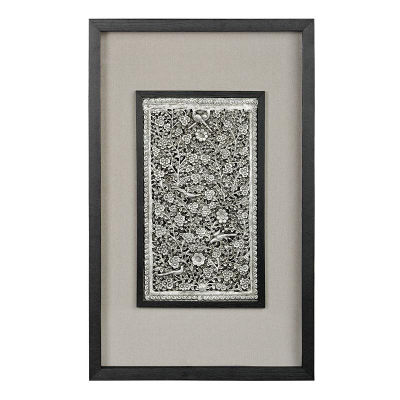Панно Valene Silver Flowers 80 Черный Серебряный Коричневый Панно Valene Silver Flowers 80 Черный Серебряный Коричневый в Рязани | Loft Concept