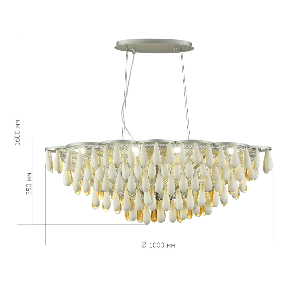 Люстра с подвесками в форме капель на серебристом каркасе Raindrop в Рязани