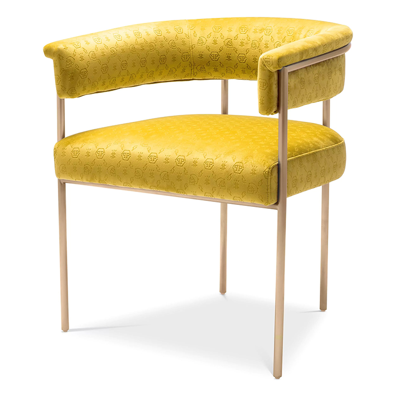 Стул Philipp Plein Dining Chair Monogram Жёлтый Желтый Золотой Стул Philipp Plein Dining Chair Monogram Жёлтый Желтый Золотой в Рязани | Loft Concept